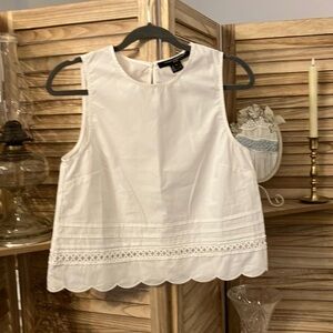 NWT French Connection White Boxy Tank Top 100% Cotton sz Small